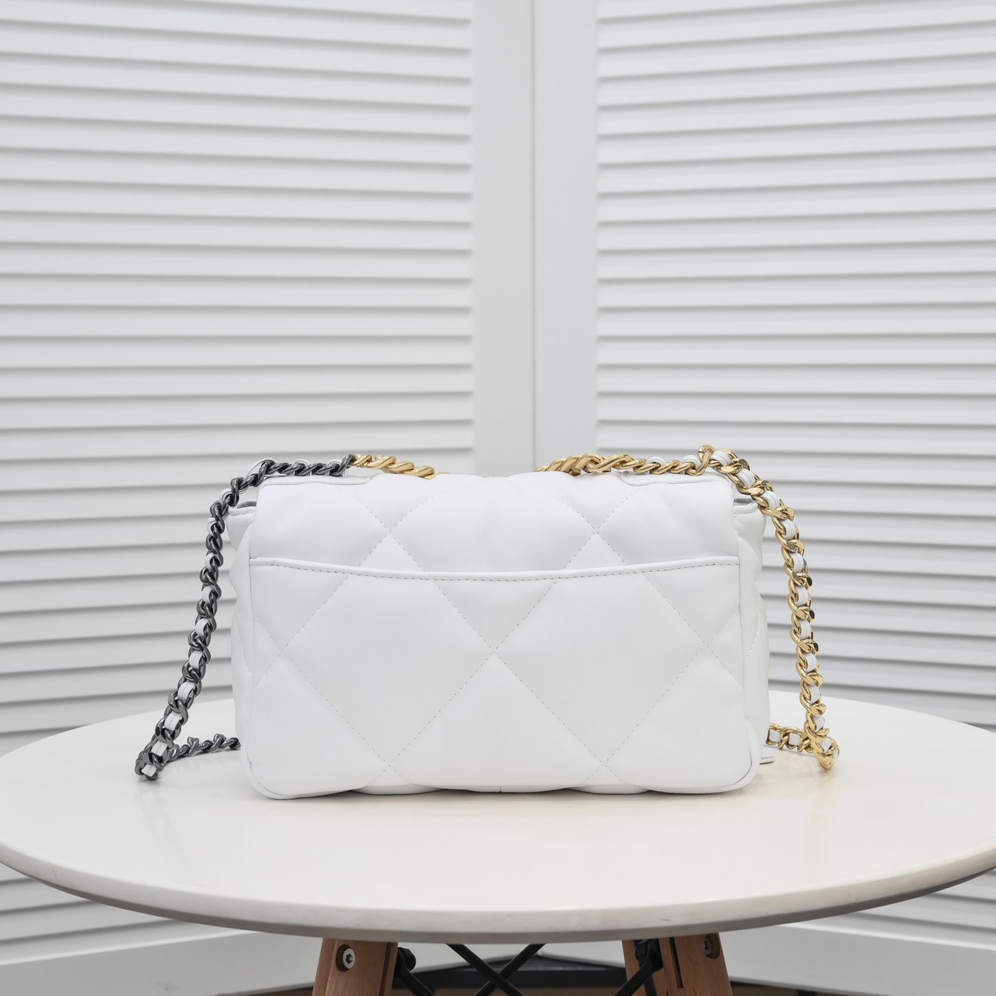 Chanel Calfskin Quilted Chanel 19 Flap Light White -Golden - Bag