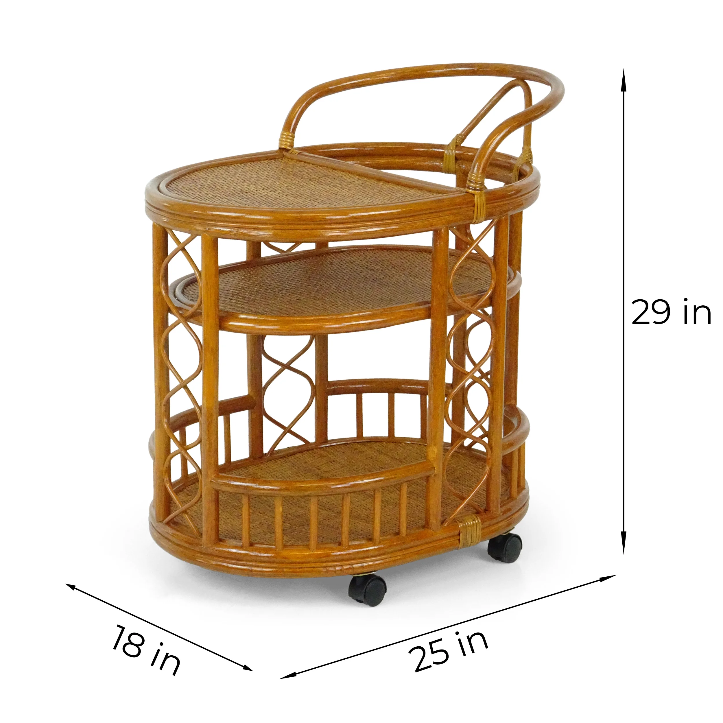 SK New Interiors Trolly Moving Serving Cart Bar Table ECO Natural Rattan Wicker Handmade, Colonial