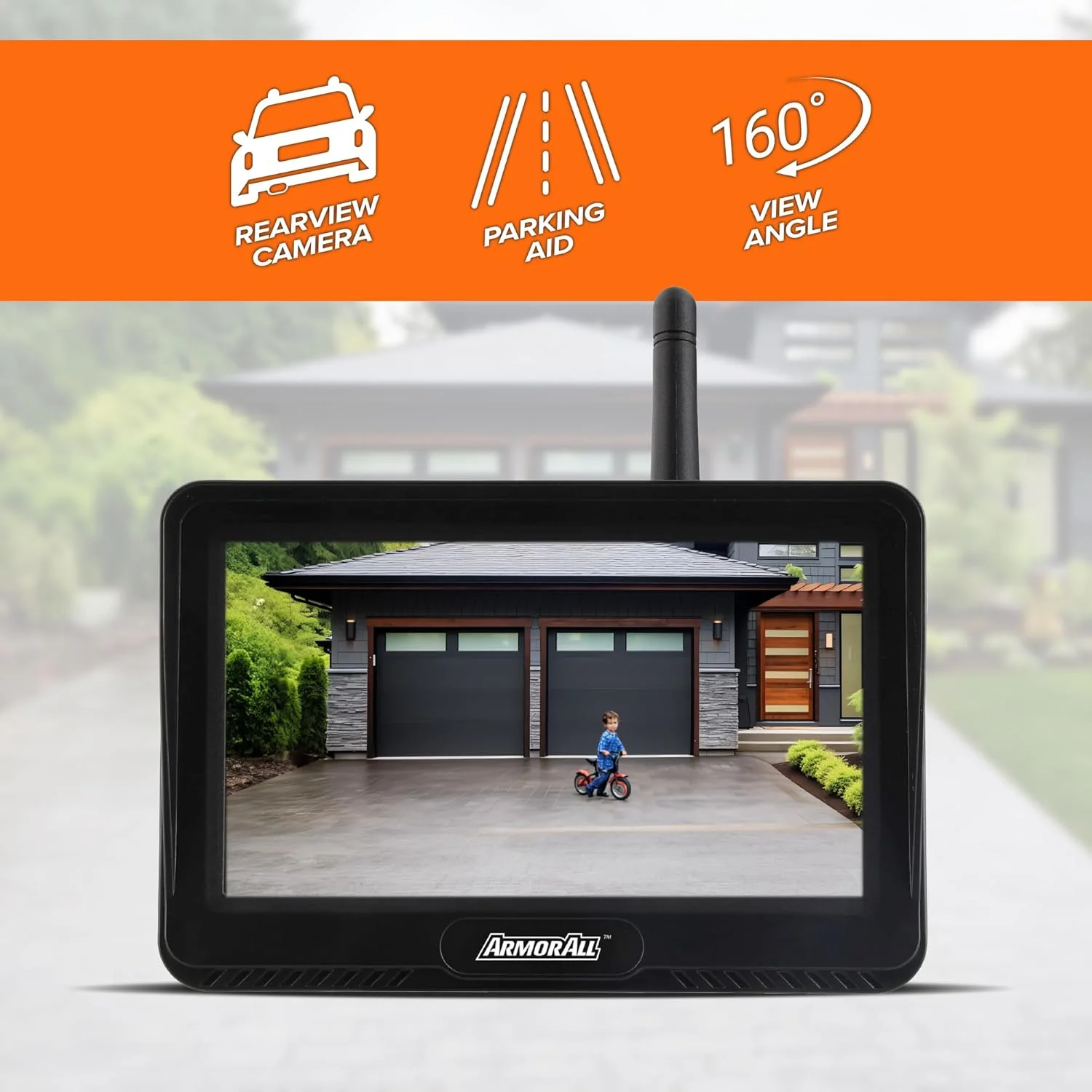 Armor All USB Solar Powered Backup Camera with 4.3�� LCD Display, Wireless Easy Install Design Attaches to License Plate Frame.