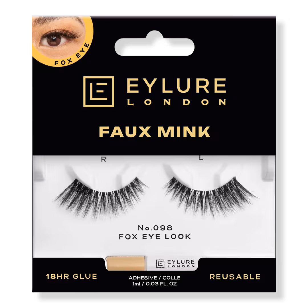 Eylure  Faux Mink No.098 False Eyelashes, Fox Eye Look