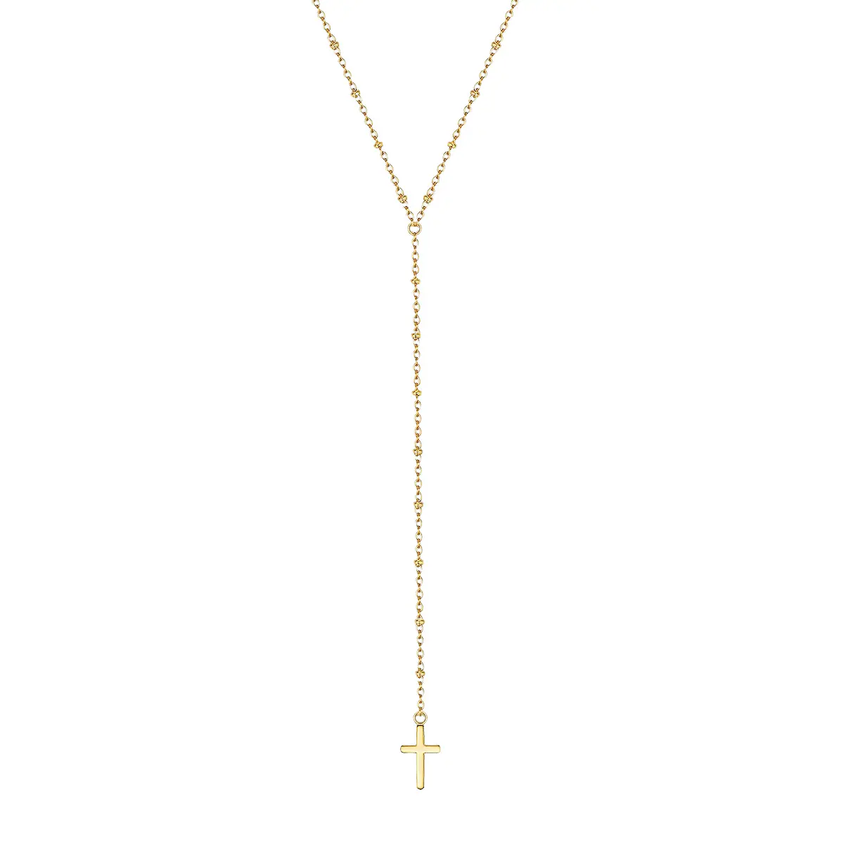 Halskette Kreuz Edelstahl in Gelbgold
