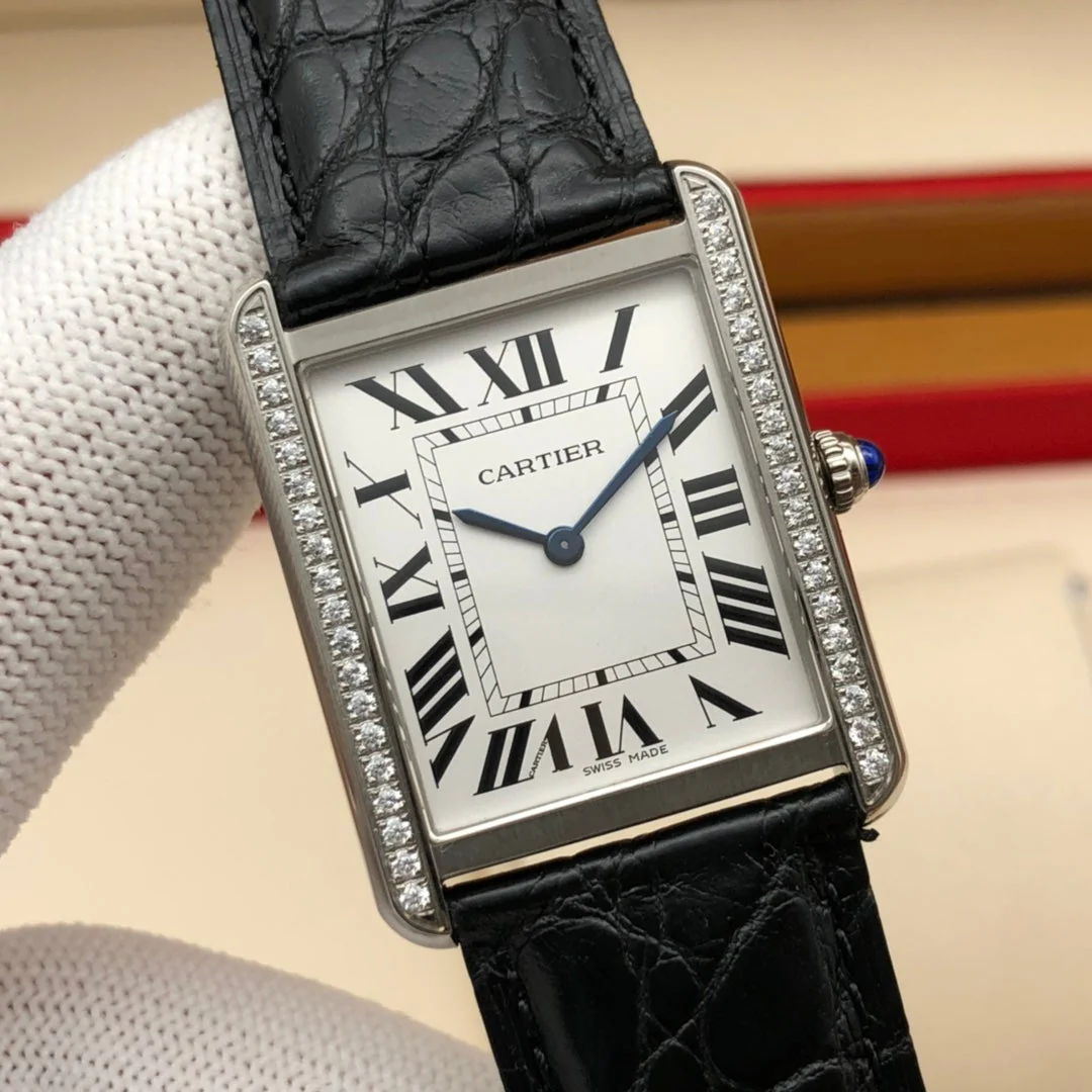 Cartier Watch TANK LOUIS QUARTZ STEEL CASE DIAMOND BEZEL