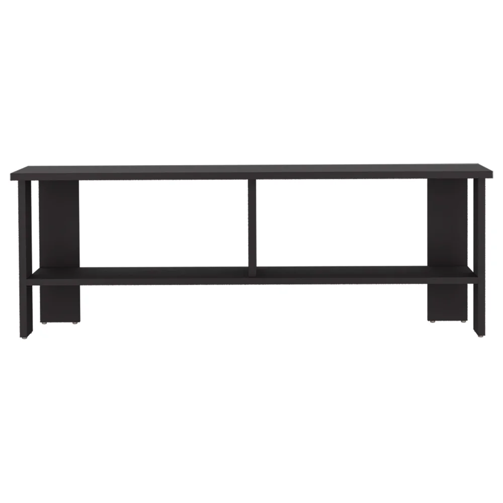 Kingsland Black Engineered Wood TV Stand for Living Room &amp; Entertainment Area | 47.3" Wide with 2 Open Shelves | Modern &amp; Minimalist Design | Durable &amp; Long-Lasting Furniture