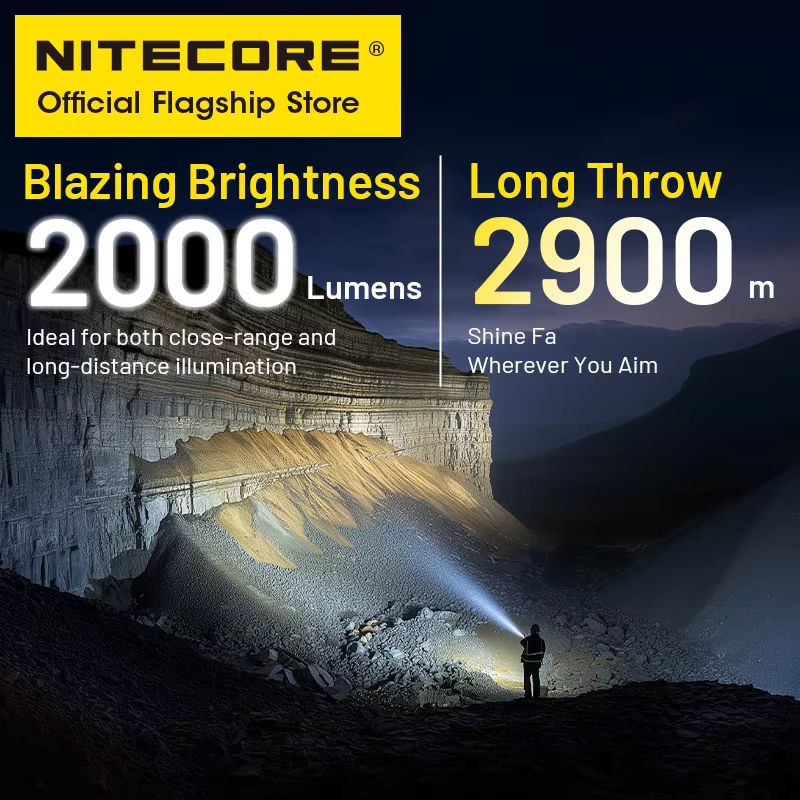 NITECORE P40 Search LEP Flashlight USB-C Rechargealbe 2900M Sportlight 2000 Lumens Floodlight,5500mAh Battery for Hunting Rescue