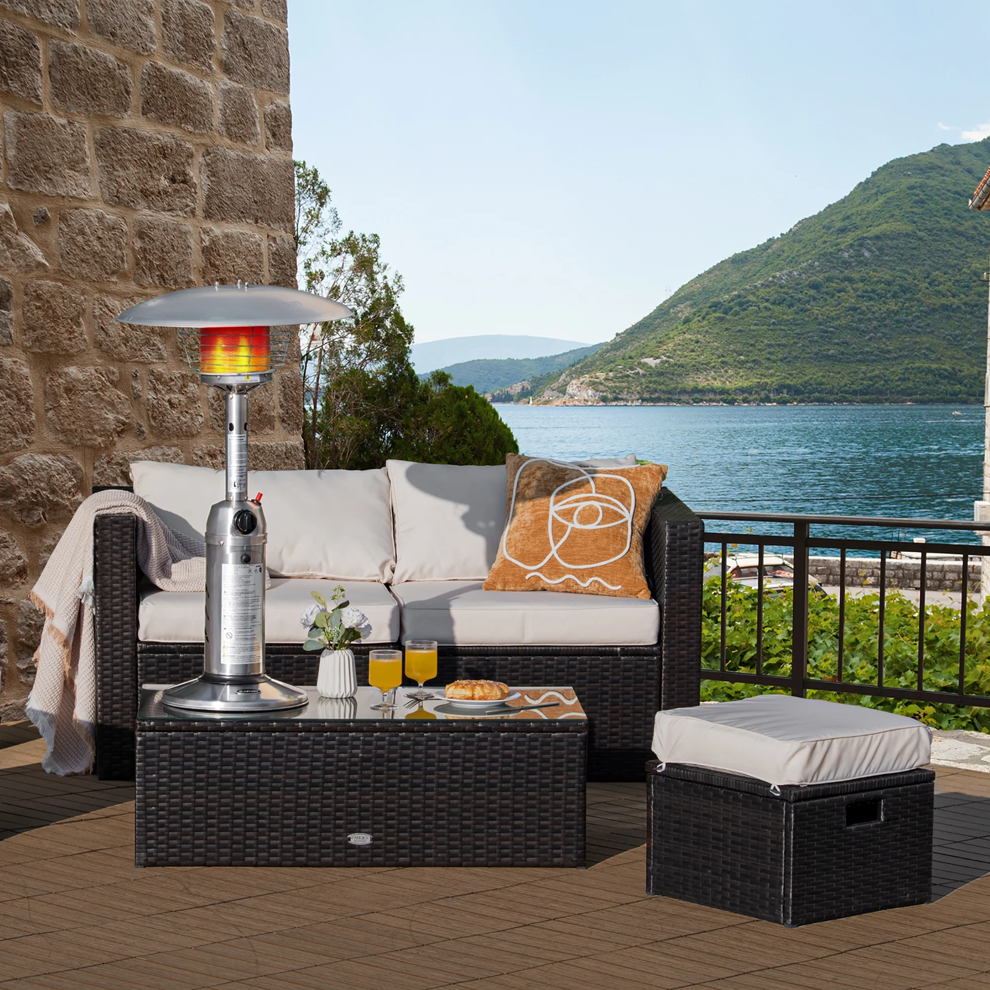 Costway Patio Heater 11,000BTU Portable Tabletop Stainless Steel Standing Propane Heater