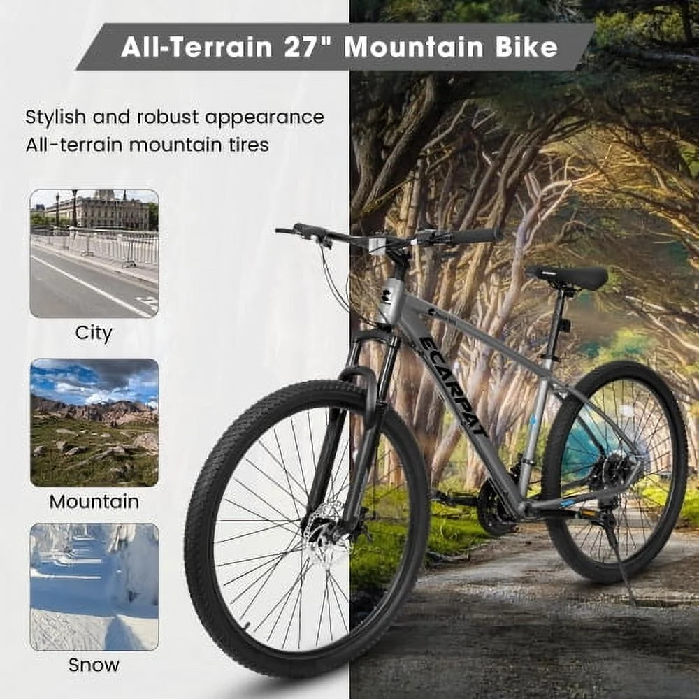Raistyw 700C Hybrid Road Bike, 16-Speed Outdoor Mountain Bike with Disc Brakes, Light Weight Aluminum Frame ,Racing Bike for Men Women, L Size ,Black