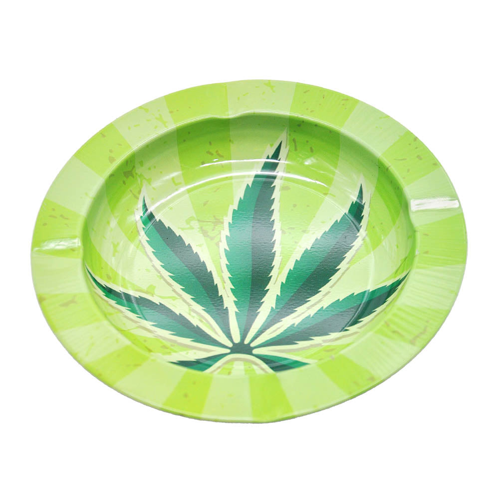 Marijuana Leaf Tin Ashtray (Random Pattern)