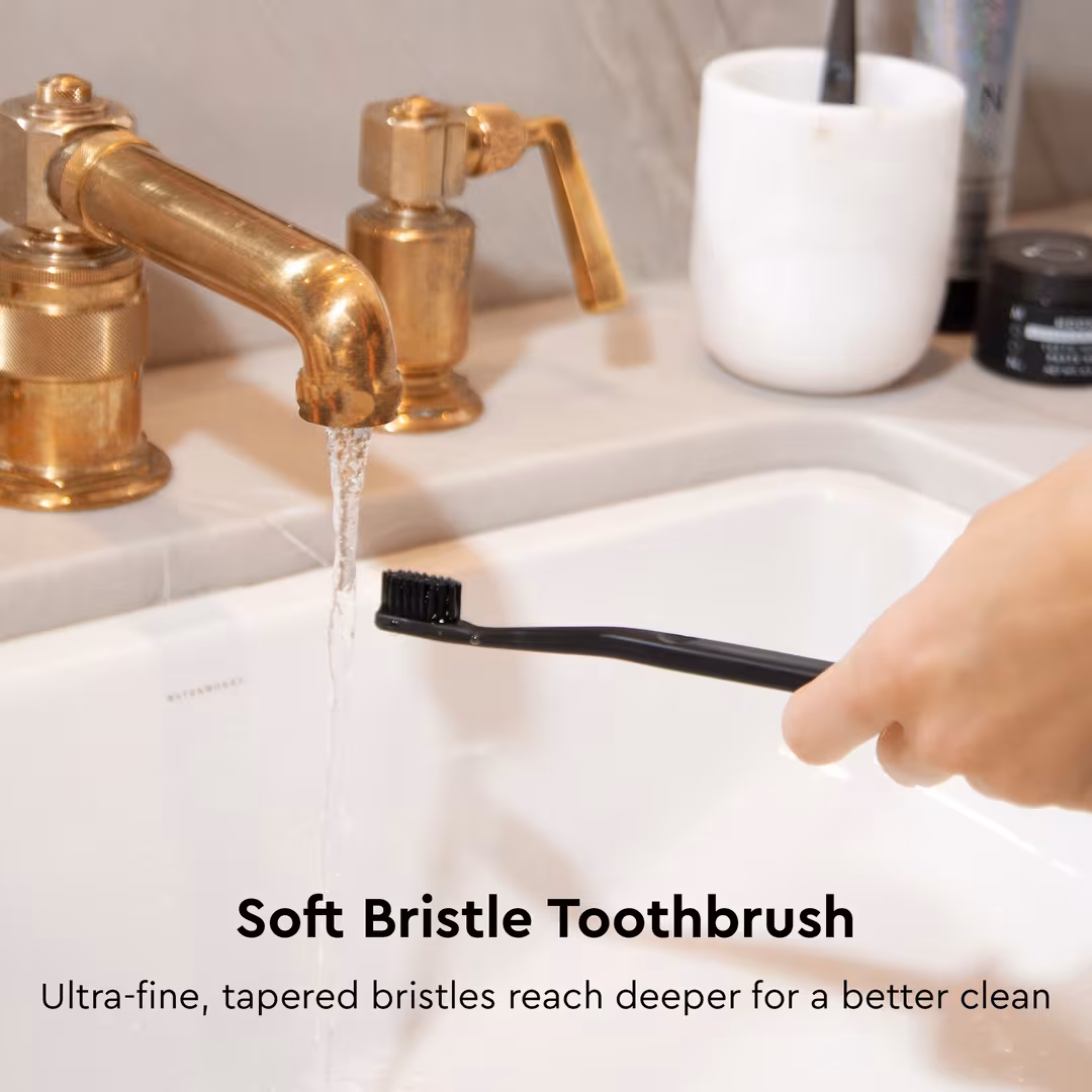 Moon  Soft Bristle Black Manual Toothbrush 2 Pack