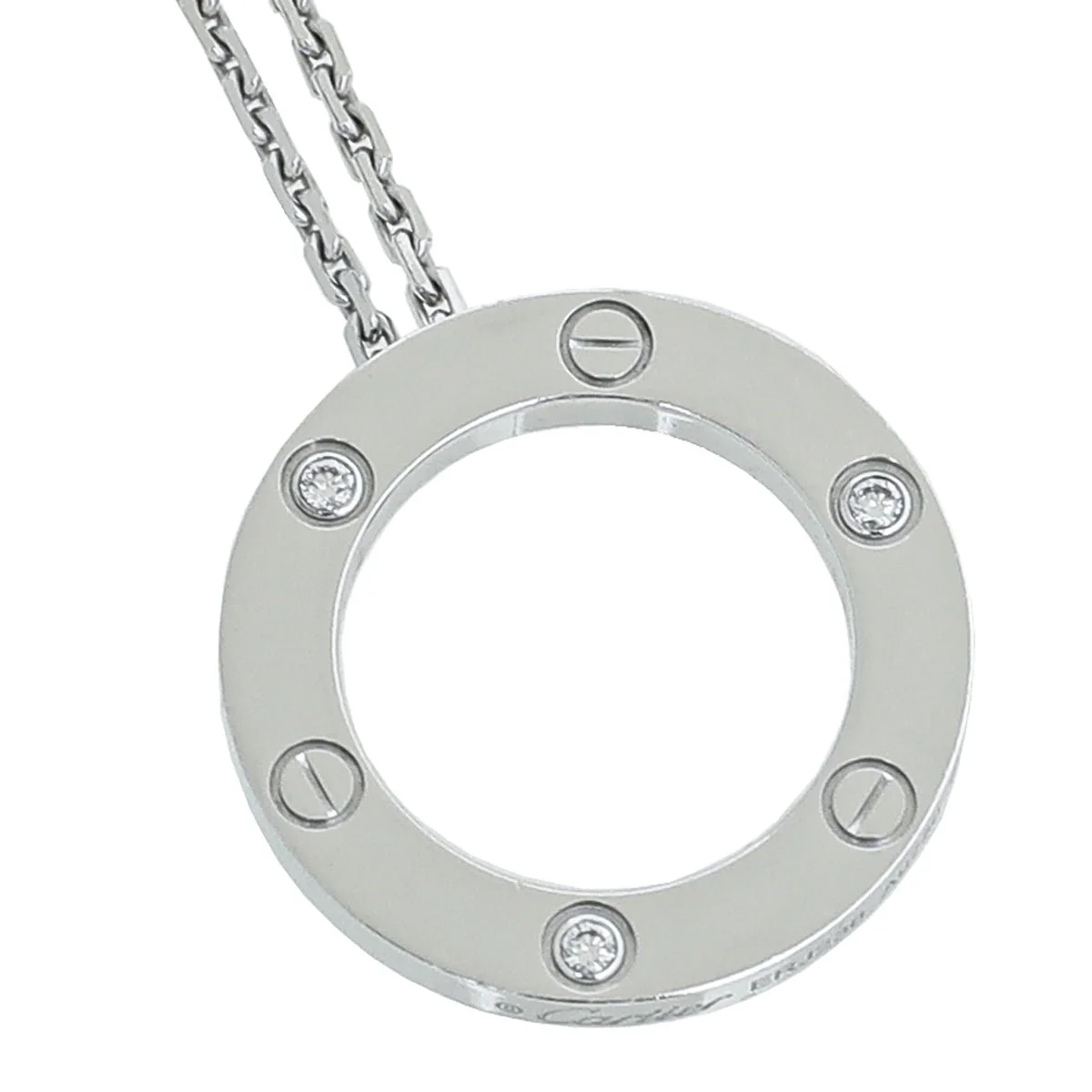 Cartier 18K White Gold 3 diamond Love Necklace