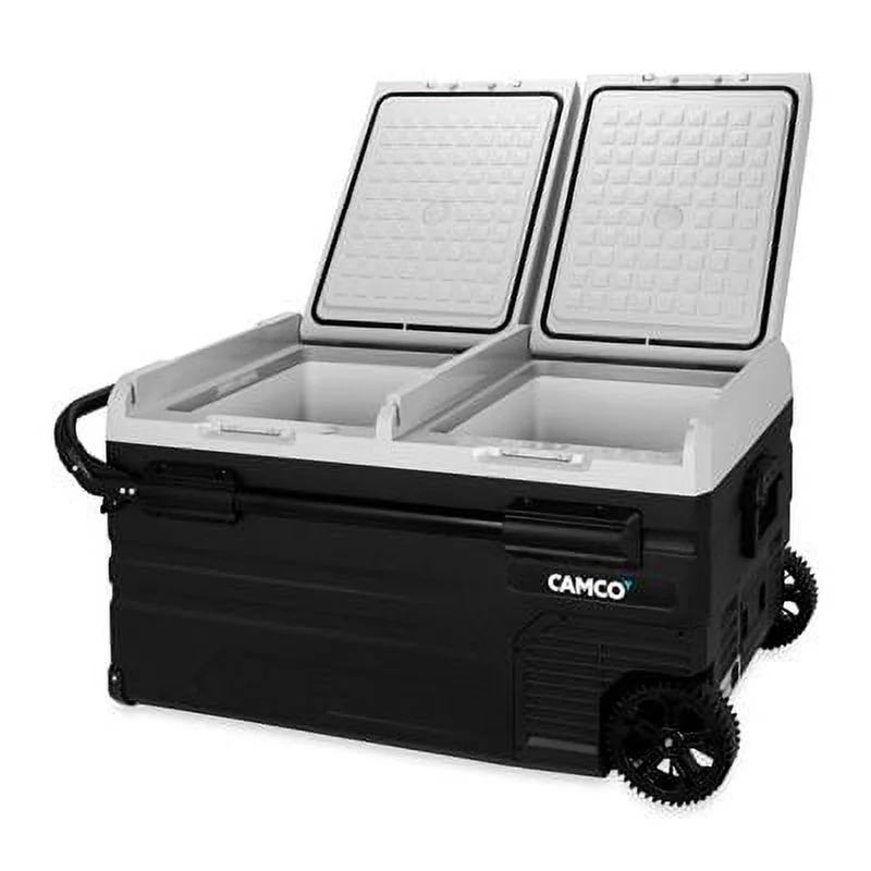 Camco CAM-750 75-Liter Portable Compact Fridge/Freezer | Features Bluetooth Capable Remote Access & 2 Compartments w/Dual Zone Cooling | Adjusts from -4 F to 68 w/2 Cooling Modes ECO & MAX (51520)