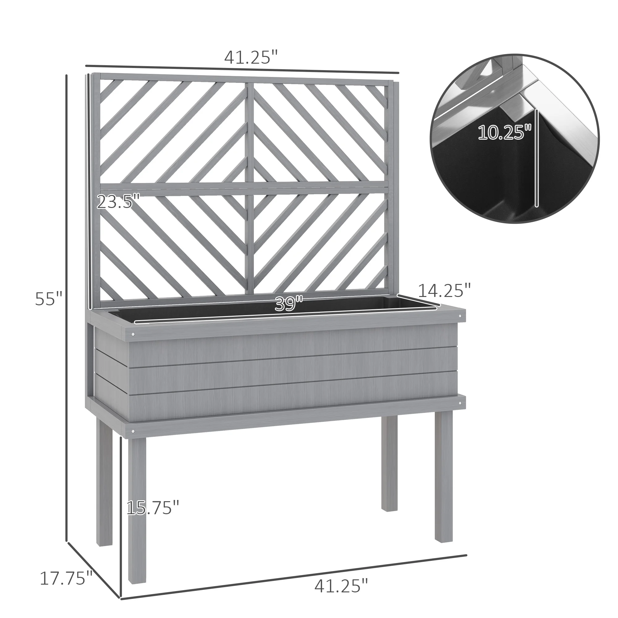 GHooa Raised Garden Bed with Trellis for Climbing Plants 41.25