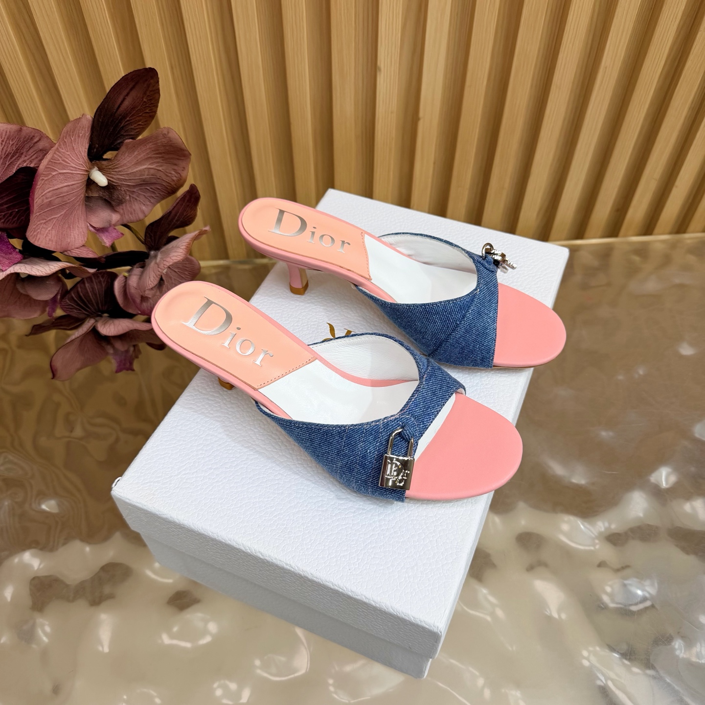 Dior denim lock & key shoes