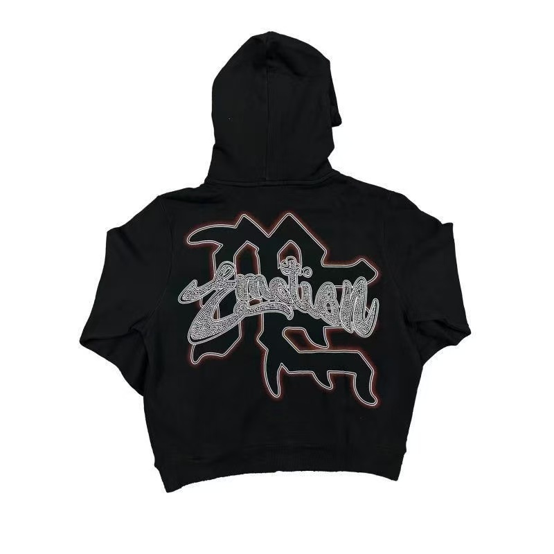Retro Cupid Beaded Print Logo American Street Hooded Sweatshirt Coat