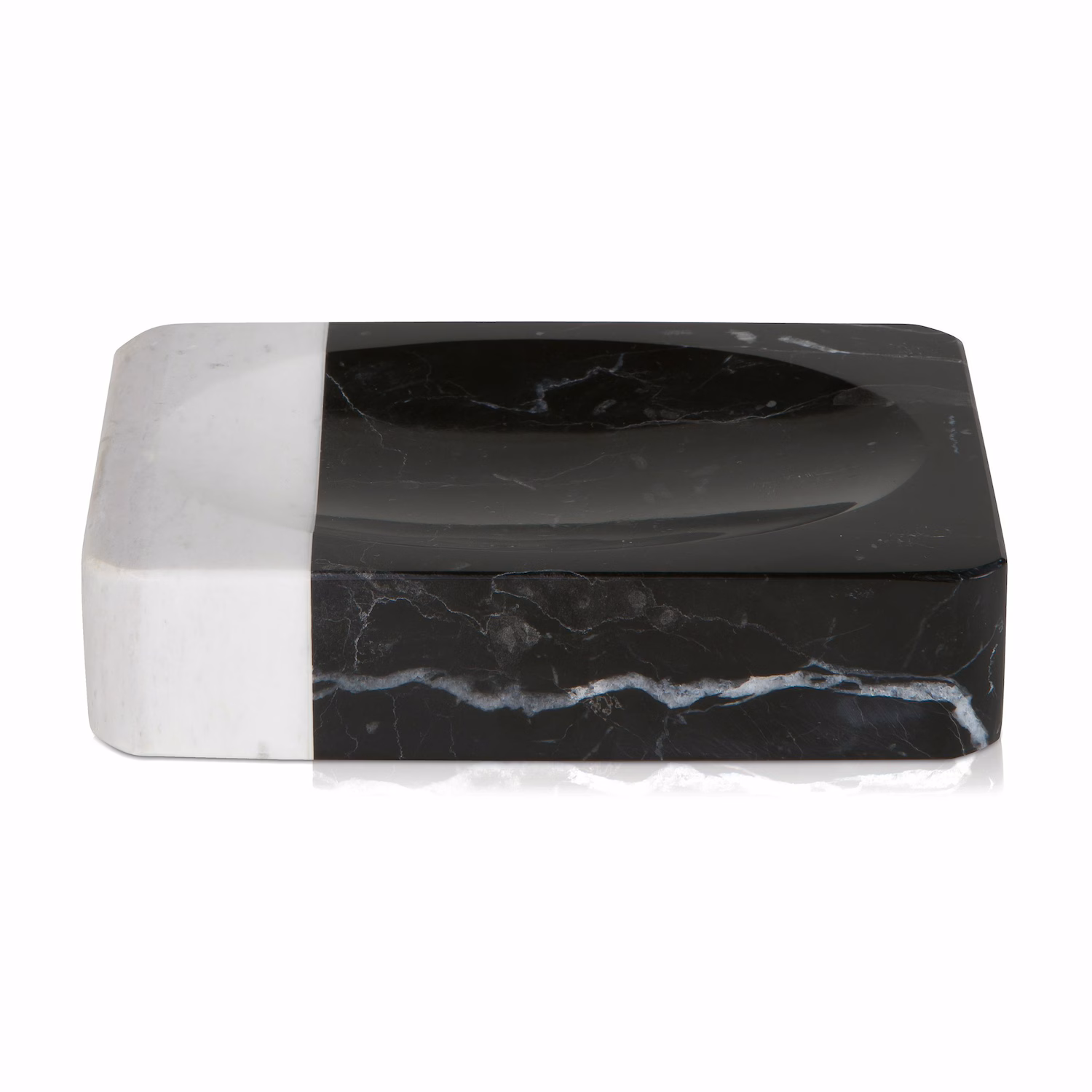 Seifenschale Black & White 13,7x9,6x3,1cm , Marmor