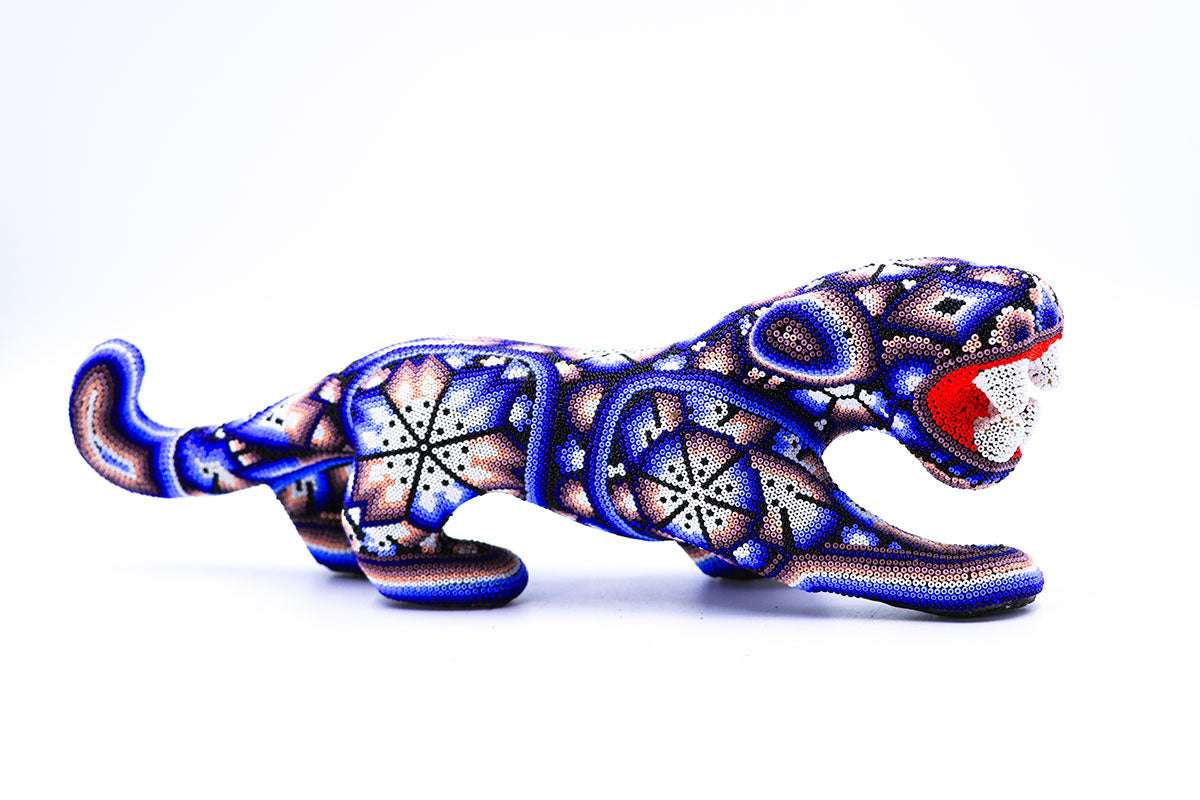 Jaguar Acecho - Obra de Arte Huichol