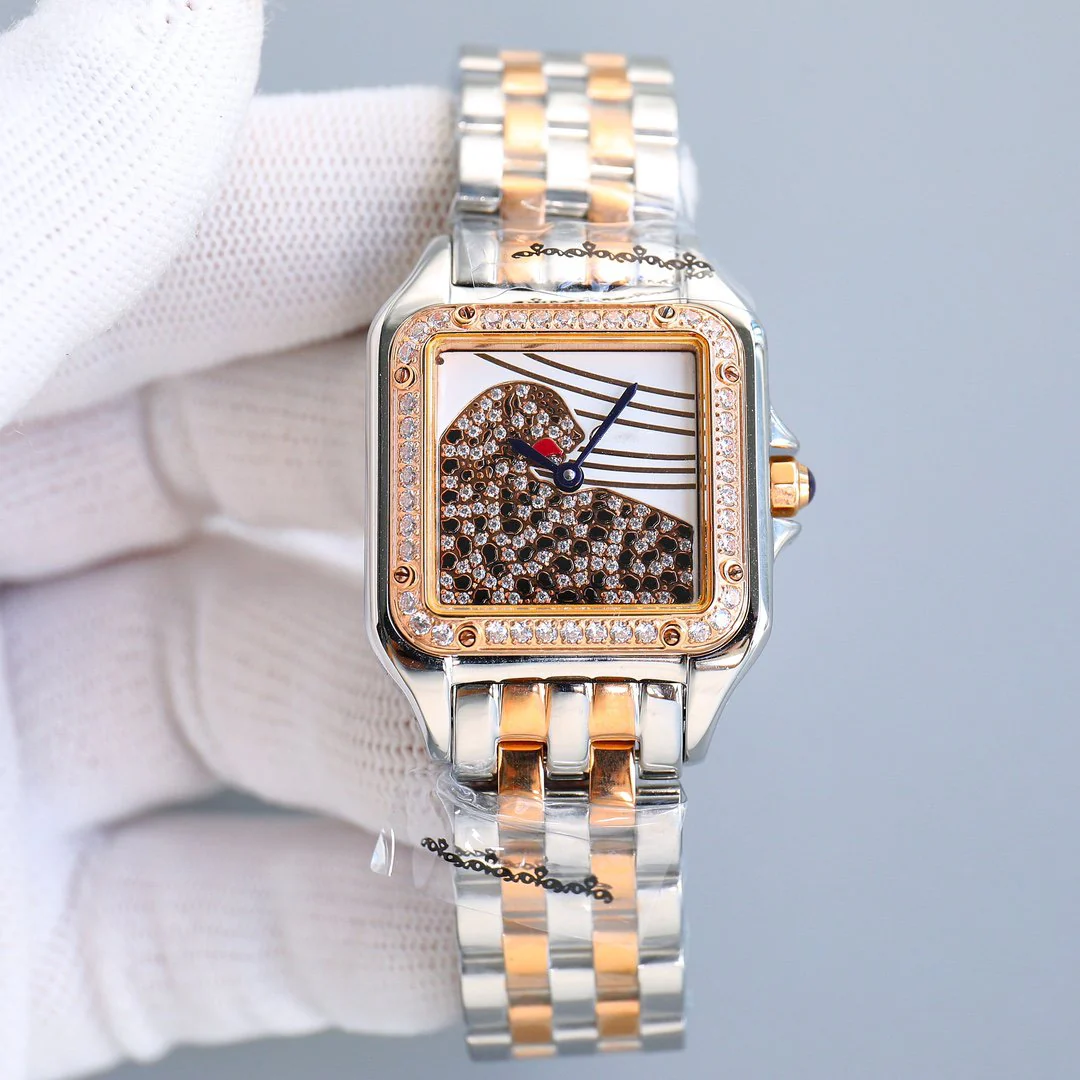 Cartier Watch PANTHERE 27MM PINK GOLD CASE DIAMOND BEZEL DIAMOND DIAL