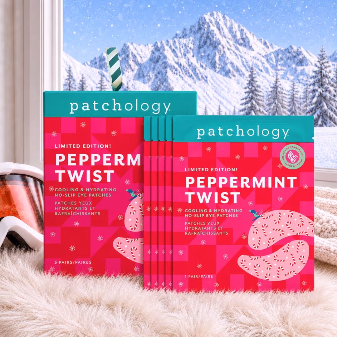 Patchology  Peppermint Twist Candy Cane-Inspired Cooling & Hydrating No-Slip Eye Patches