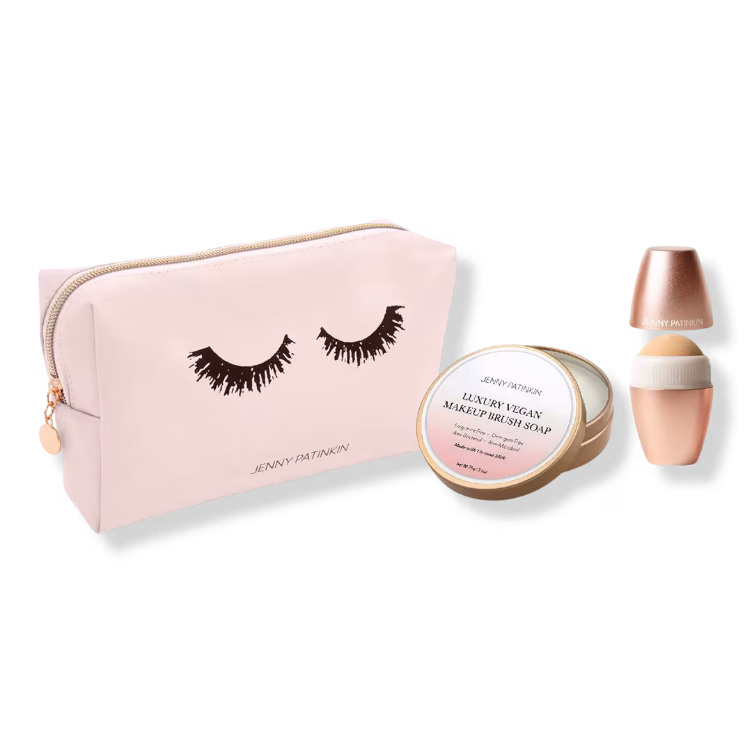 Jenny Patinkin  Little Luxuries Beauty Tool Set | Brush Cleaner, Oil Blotter & Makeup Case