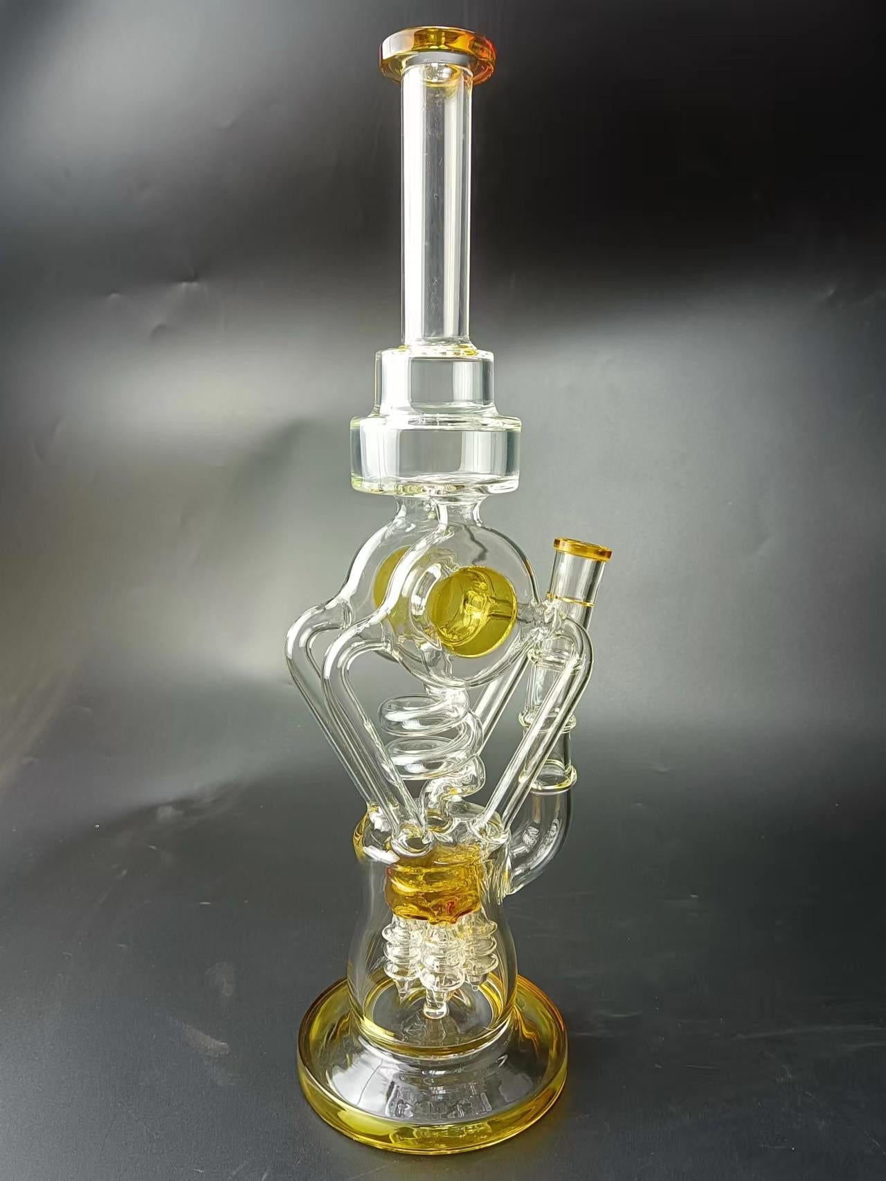 15 Gourd Perc Recycler Glass Bong