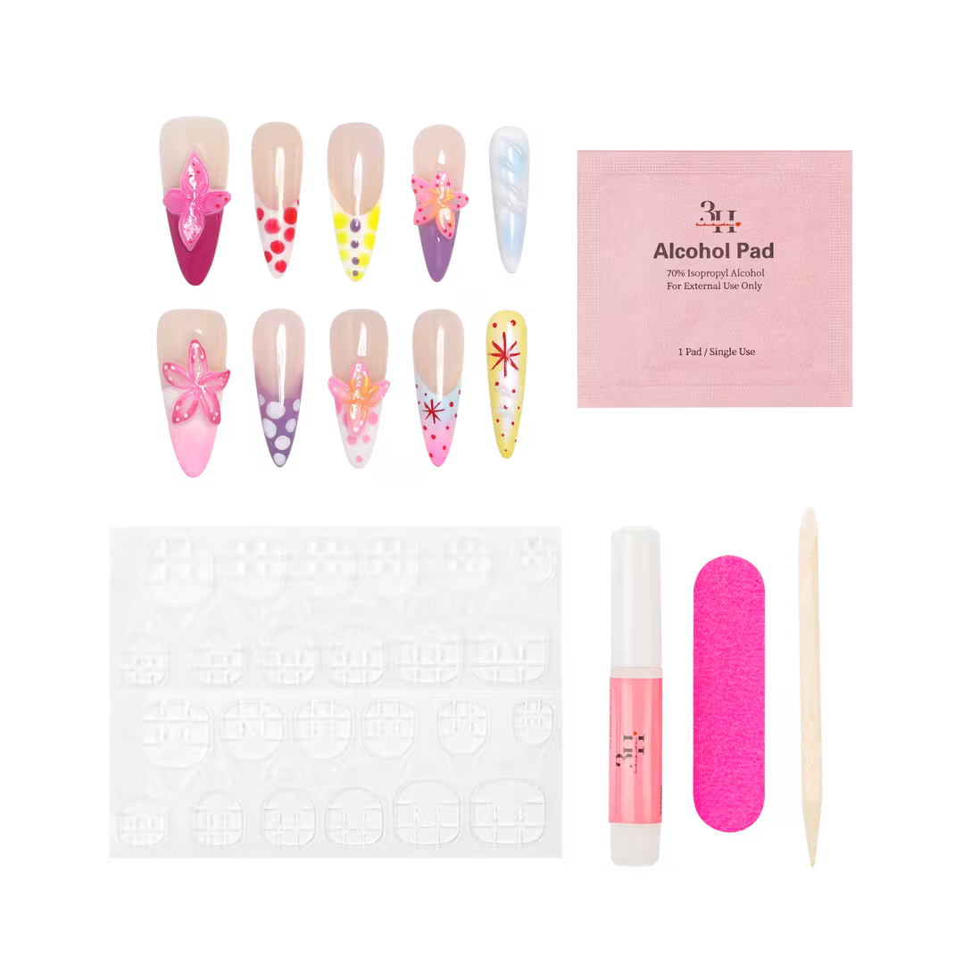 3H Nails  Garden Flutter - Long Stiletto Press-On Nails