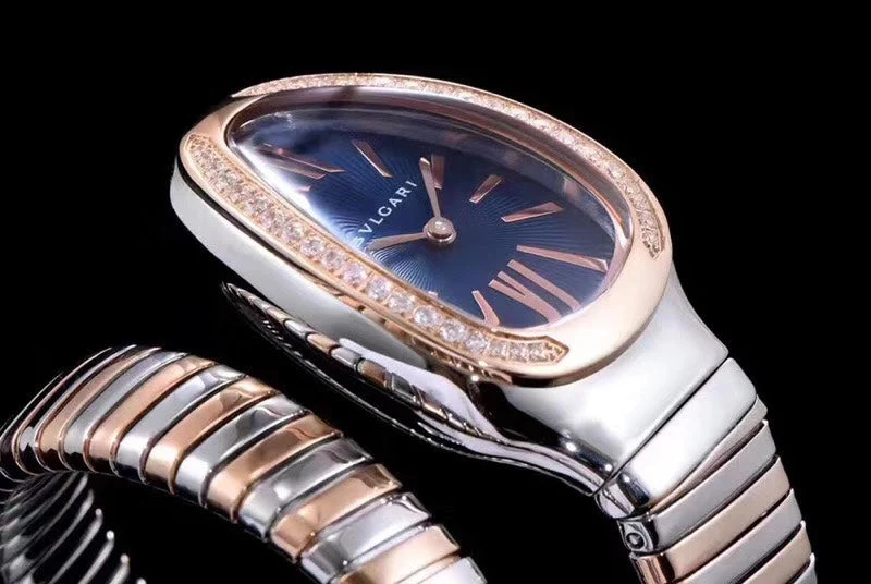 BVL Watch SERPENTI TUBOGAS 35MM PINK GOLD SILVER DIAMOND BEZEL