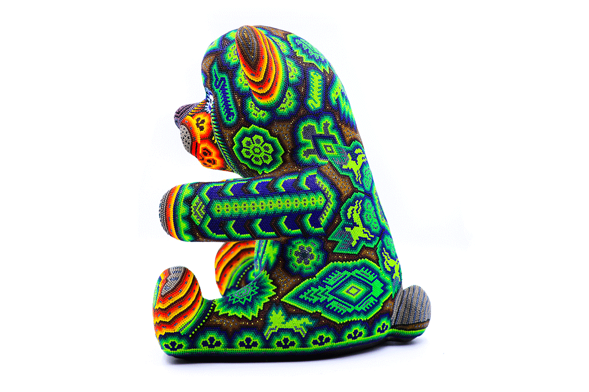 Oso Teddy - Obra de Arte Huichol