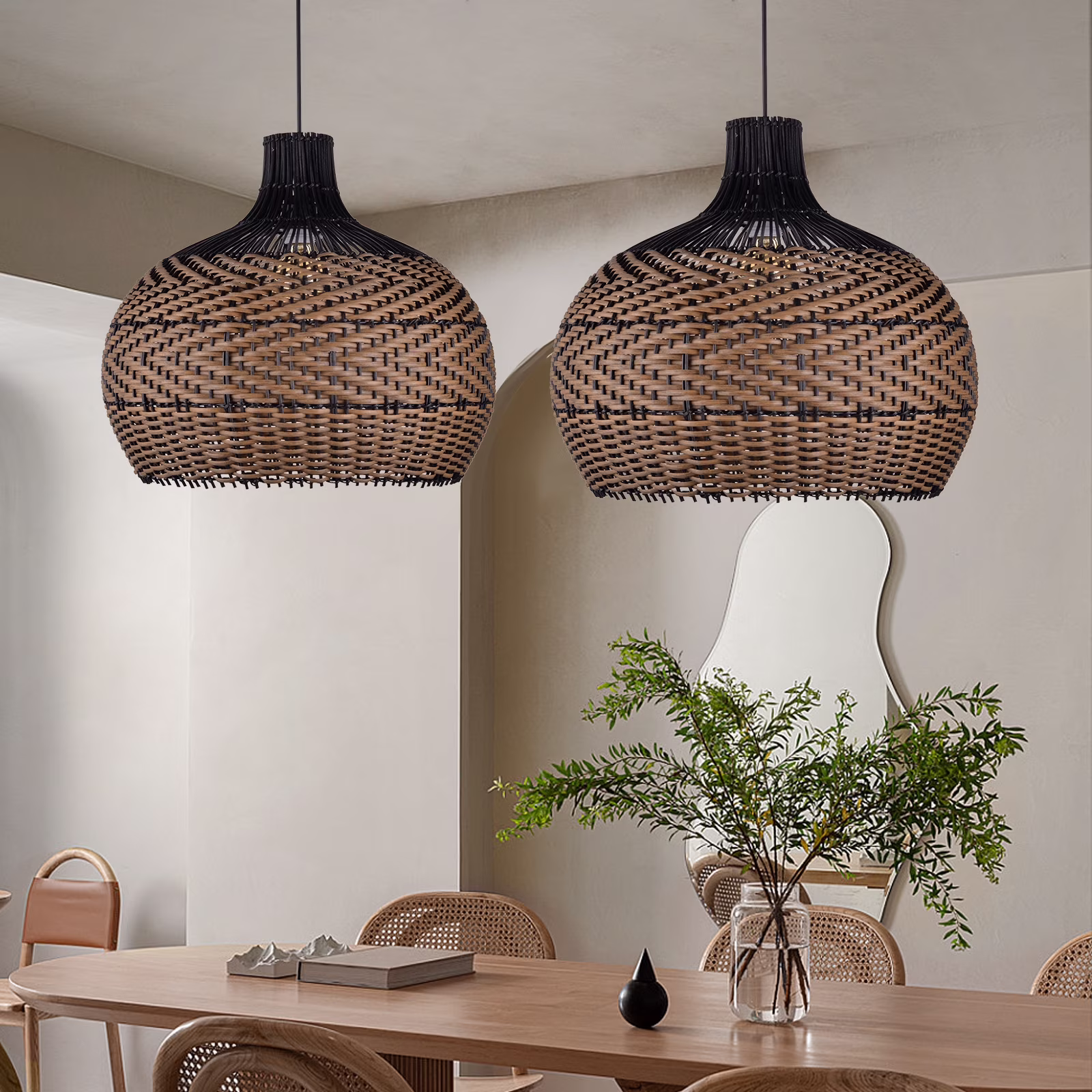 Arturesthome Basket Light Fixture Rattan Pendant Lighting for Living Room 1-Lights