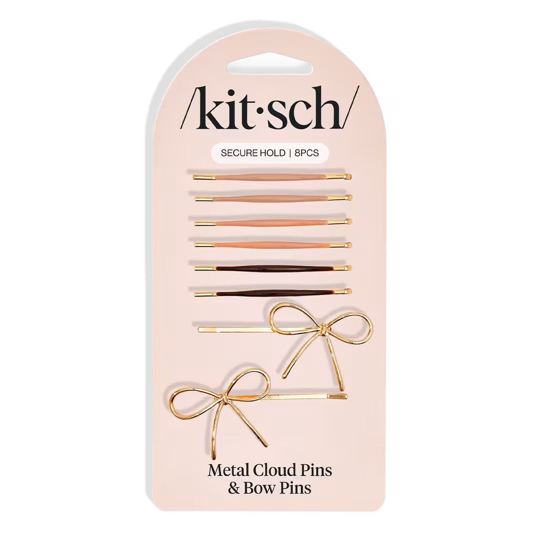 Kitsch  Metal Enamel Puffy & Bow Bobby Pins