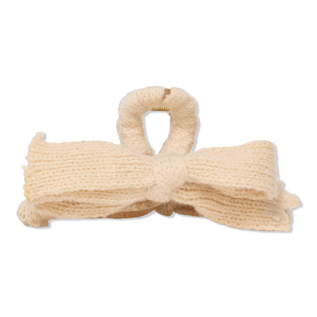Lele Sadoughi  Ivory Cable Knit Bow Claw Clip