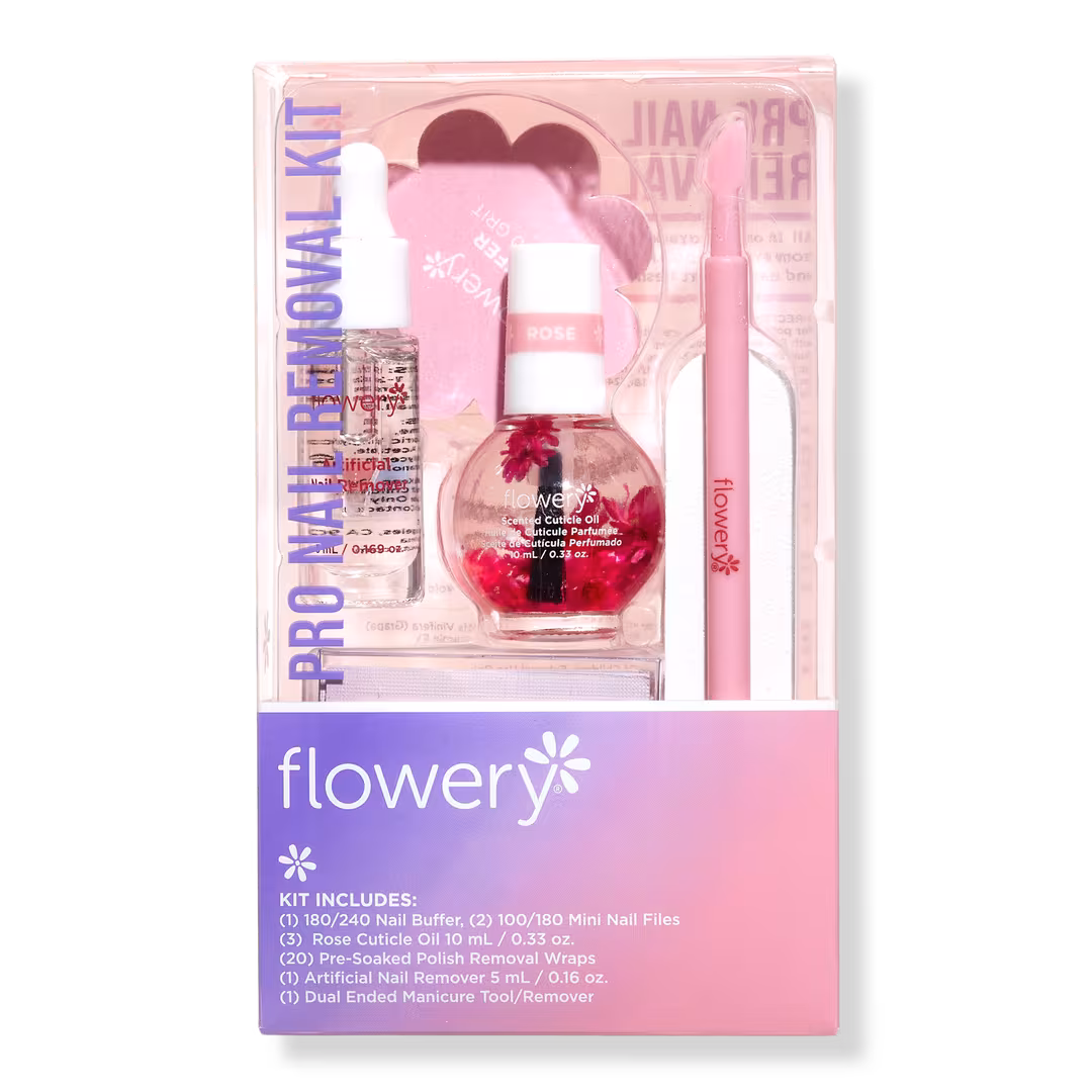 Flowery  Pro Nail Removal Kit with Artificial Nail Remover & Pre-Soaked Pads