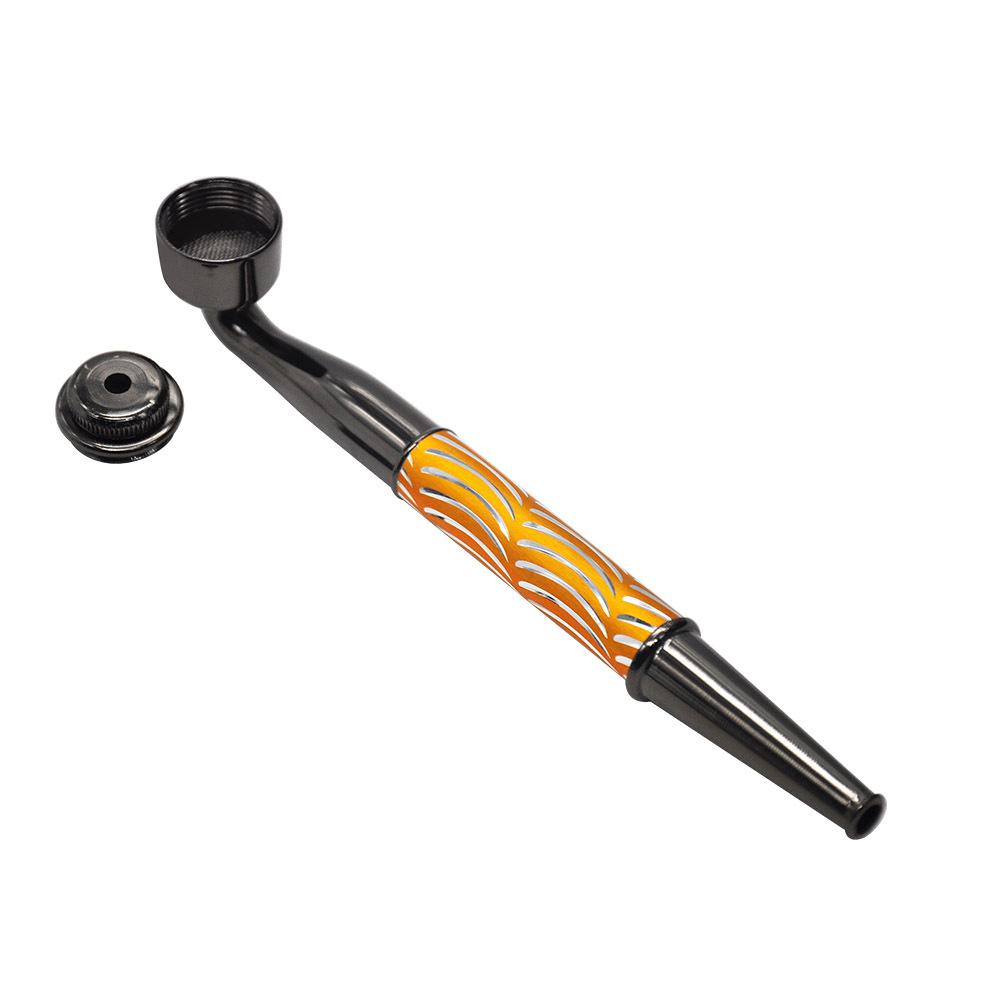 Wavy Stripe Metal Pot Pipe w/ Cap