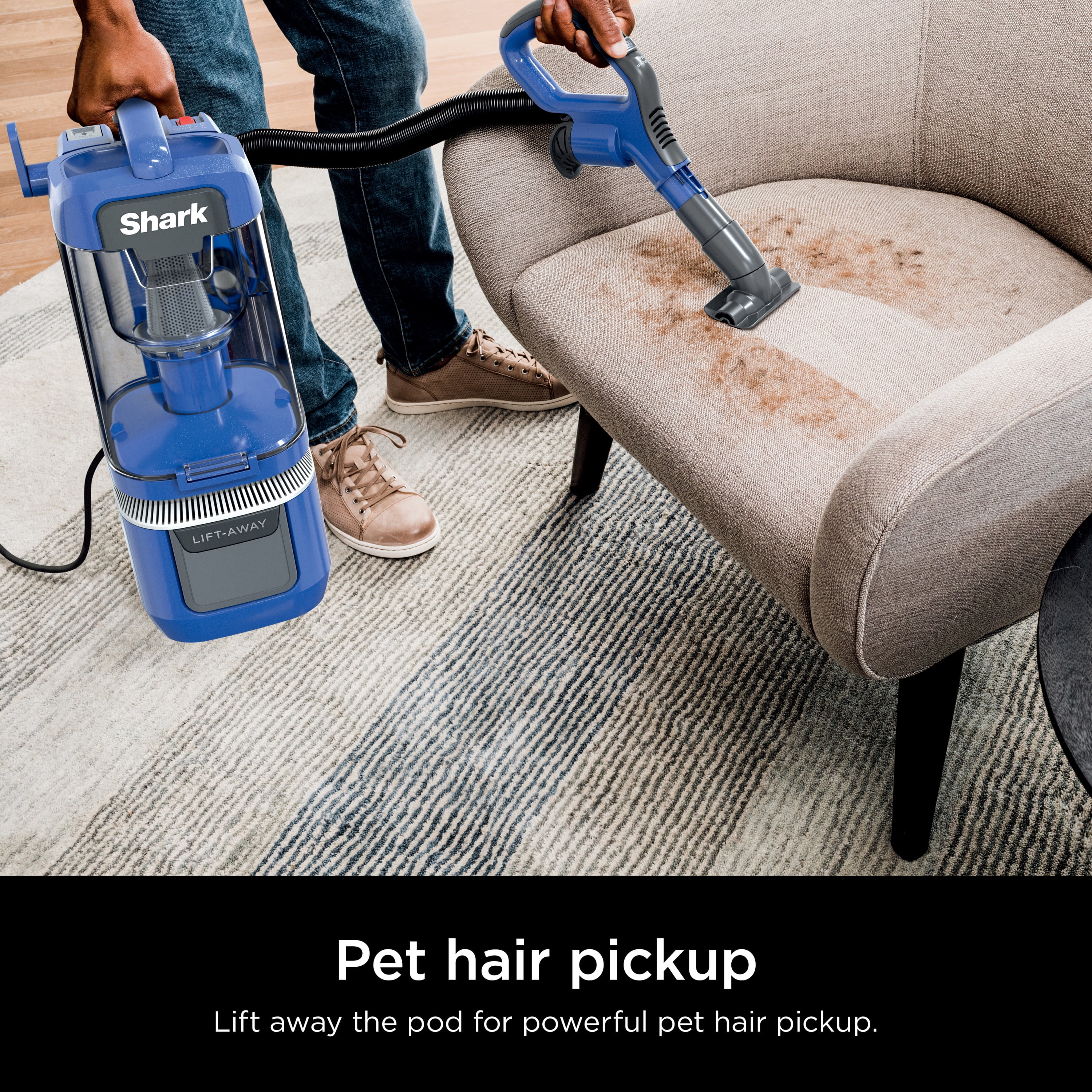 Shark Upright Vacuum, Lift-Away ADV, Pet Friendly, Bagless, with Self-Cleaning Brushroll, Hard Floor and Carpet, Anti Allergen & Lightweight Design, LA360, Blue