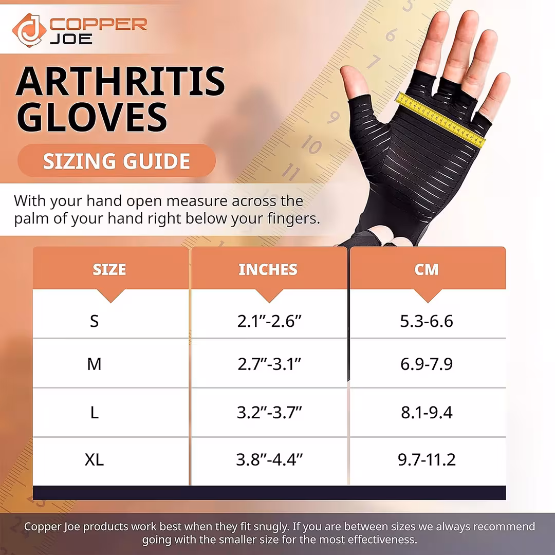Copper Joe  Copper-Infused Fingerless Compression Gloves