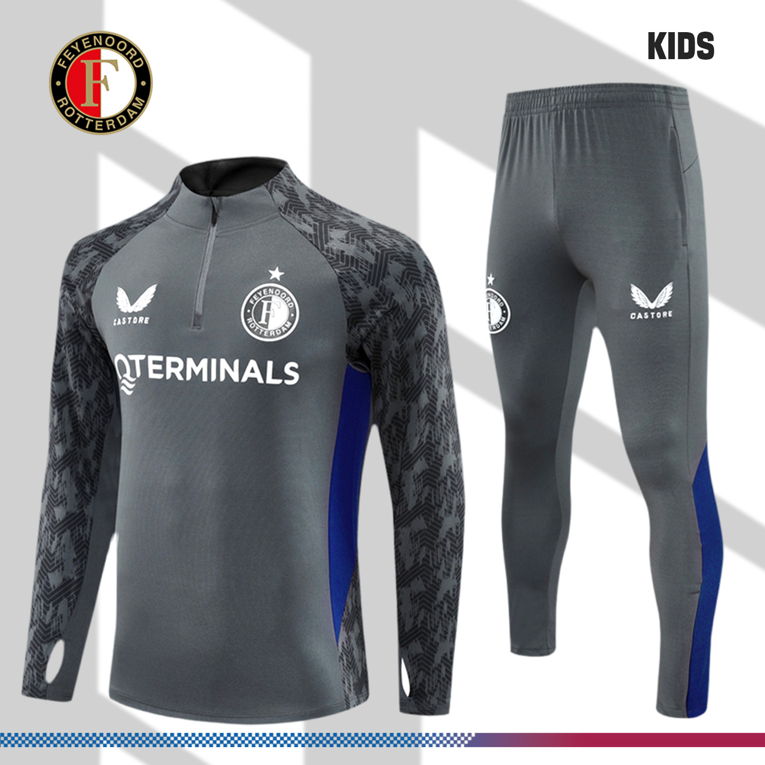 2025/2026 Feyenoord Half Zip Kids Jersey (Kids Kit)