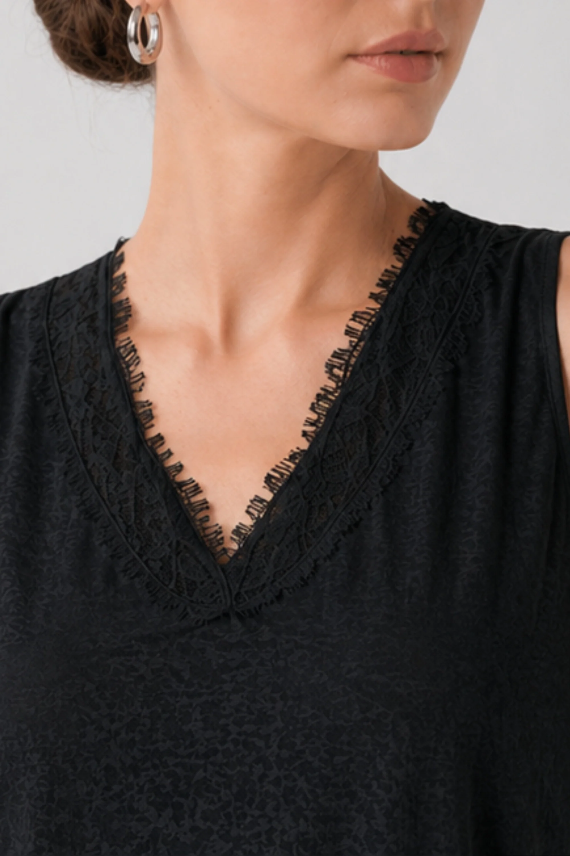 Black Lace Cascade Top