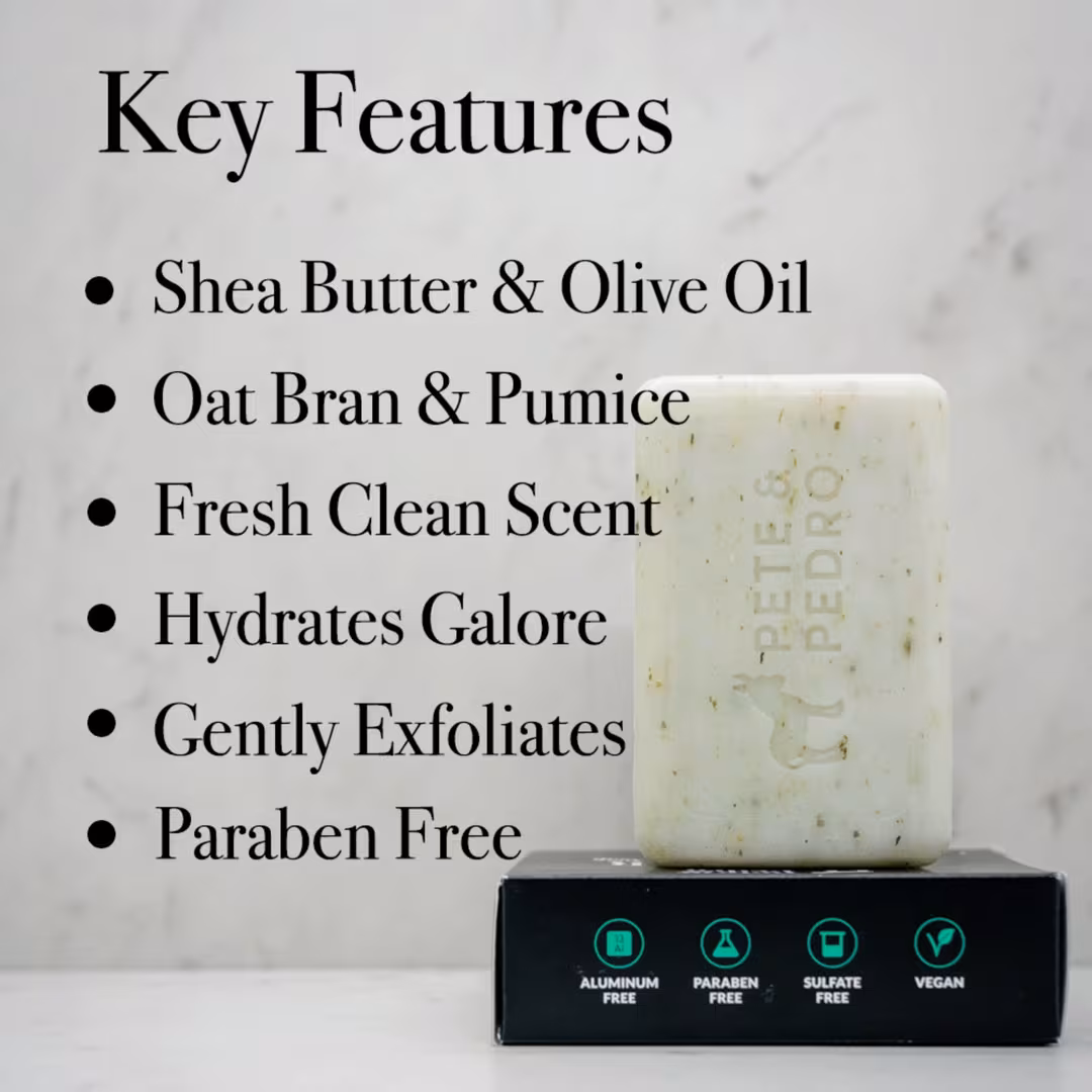 Pete & Pedro  Fresh Natural Body Bar Moisturizing & Light-Exfoliating Soap