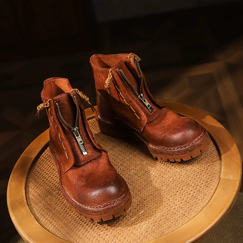 Heavy industry washed shrinkage horse hip leather Martin boots