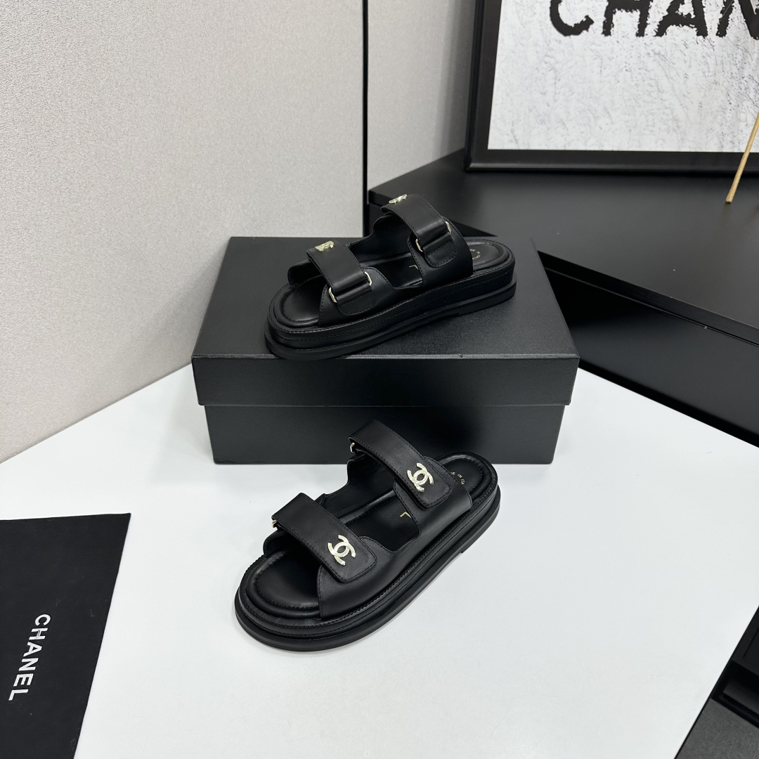 Chanel Velcro-Closure Platform Sandals
