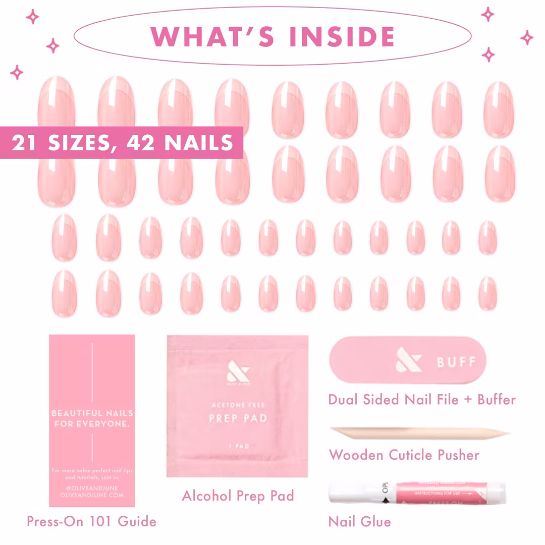 Olive & June  Instant Mani Press On Nails Pink Chrome French