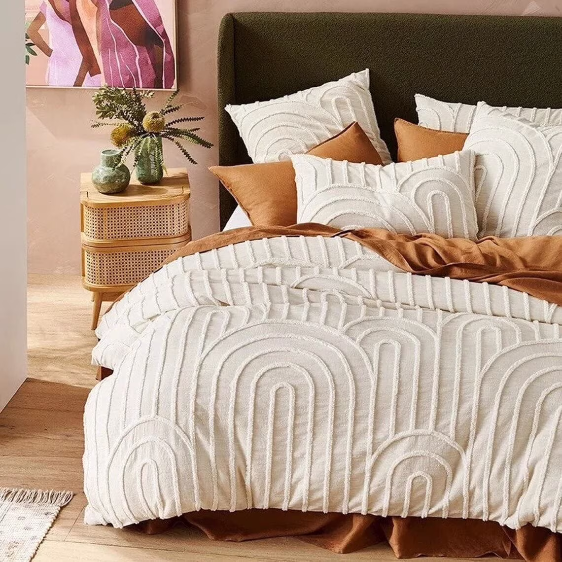 Indian 100 % Cotton Ultra Luxury Tufted Duvet Cover Set , Decorative Duvet Covers , Elegant Tufted Duvet Cover Set with Stylish Textured Design Size Twin 68" x 90"