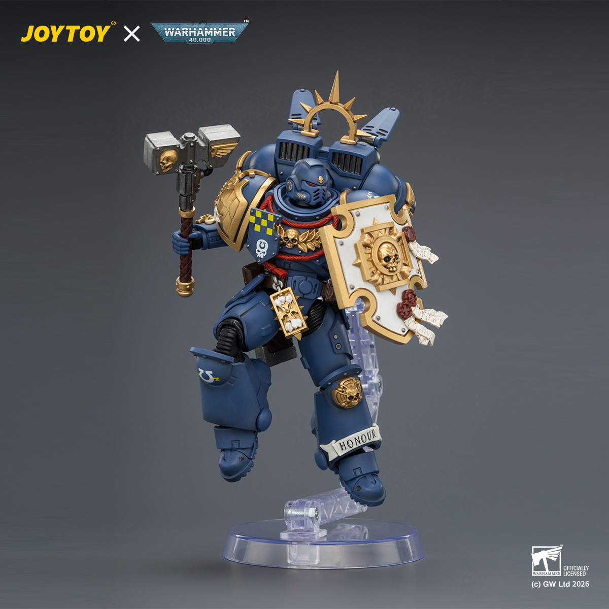 JOYTOY JT04414 Warhammer 40k 1: 18 Ultramarines Captain with Jump Pack and Relic Shield - JOYTOY WORLD
