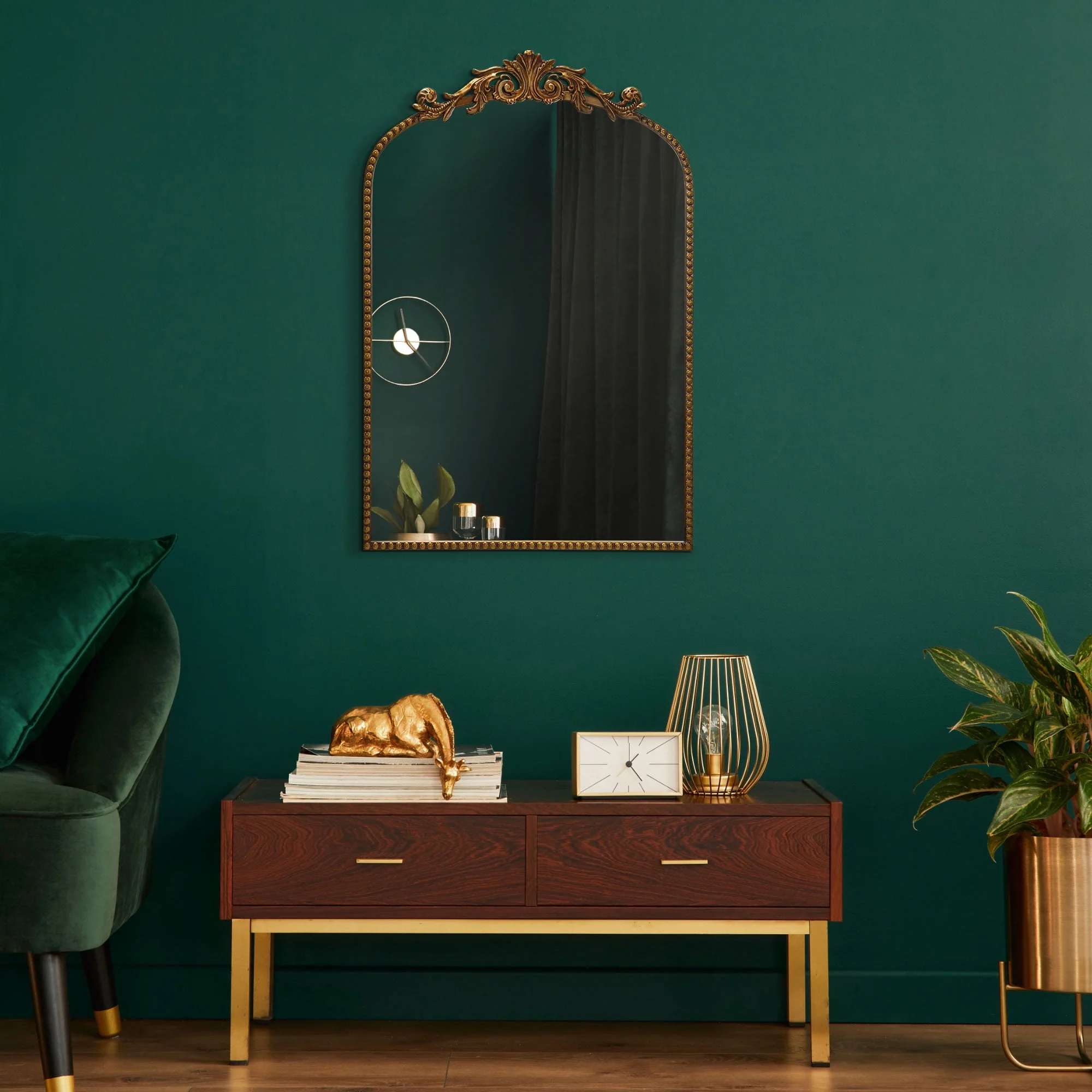 Better Homes & Gardens 20" x 30" Arch Metal Wall Mirror Décor in Gold