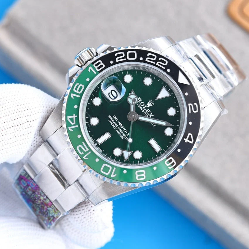 Rolex Watch GMT-MASTER II CUSTOM GREEN BLACK BEZEL GREEN DIAL OYSTER BRACELET Watch