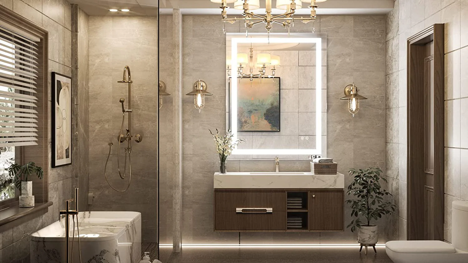 30 x 36 Bathroom LED Mirror Vanity Mirror with Lights,Dimmable ,Anti-Fog,Makeup Wall Mounted Modern Lighted Mirror