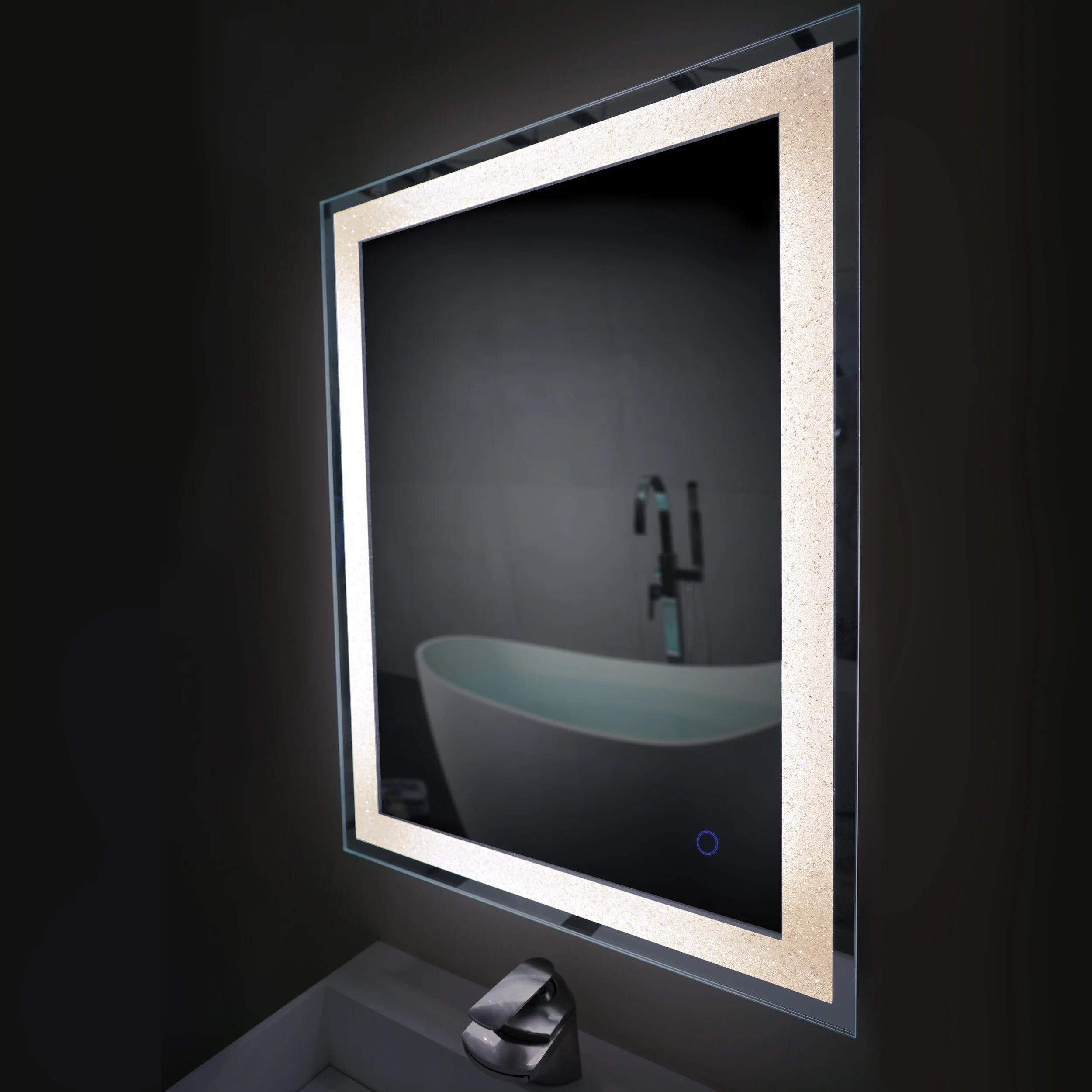 Dyconn Faucet Edison Crystal Horizontal/Vertical Wall Mounted Backlit LED Bathroom Vanity Mirror with Touch ON/OFF/Dimmer & Anti-Fog Function (30"W X 36"H)
