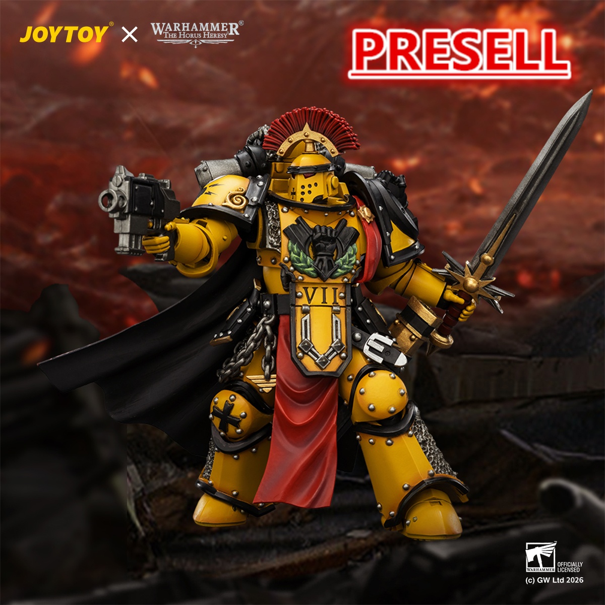JOYTOY JT04216 Warhammer The Horus Heresy 1:18 Imperial Fists Legion Praetor in Mk III Armour - JOYTOY WORLD