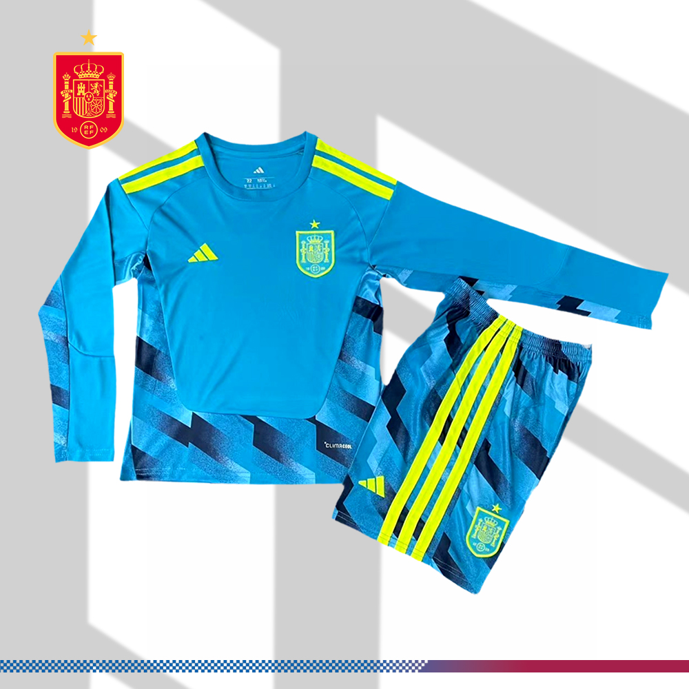 2026 Spain Goalkeeper long sleeves Football Shirt (Kids Kit socks )