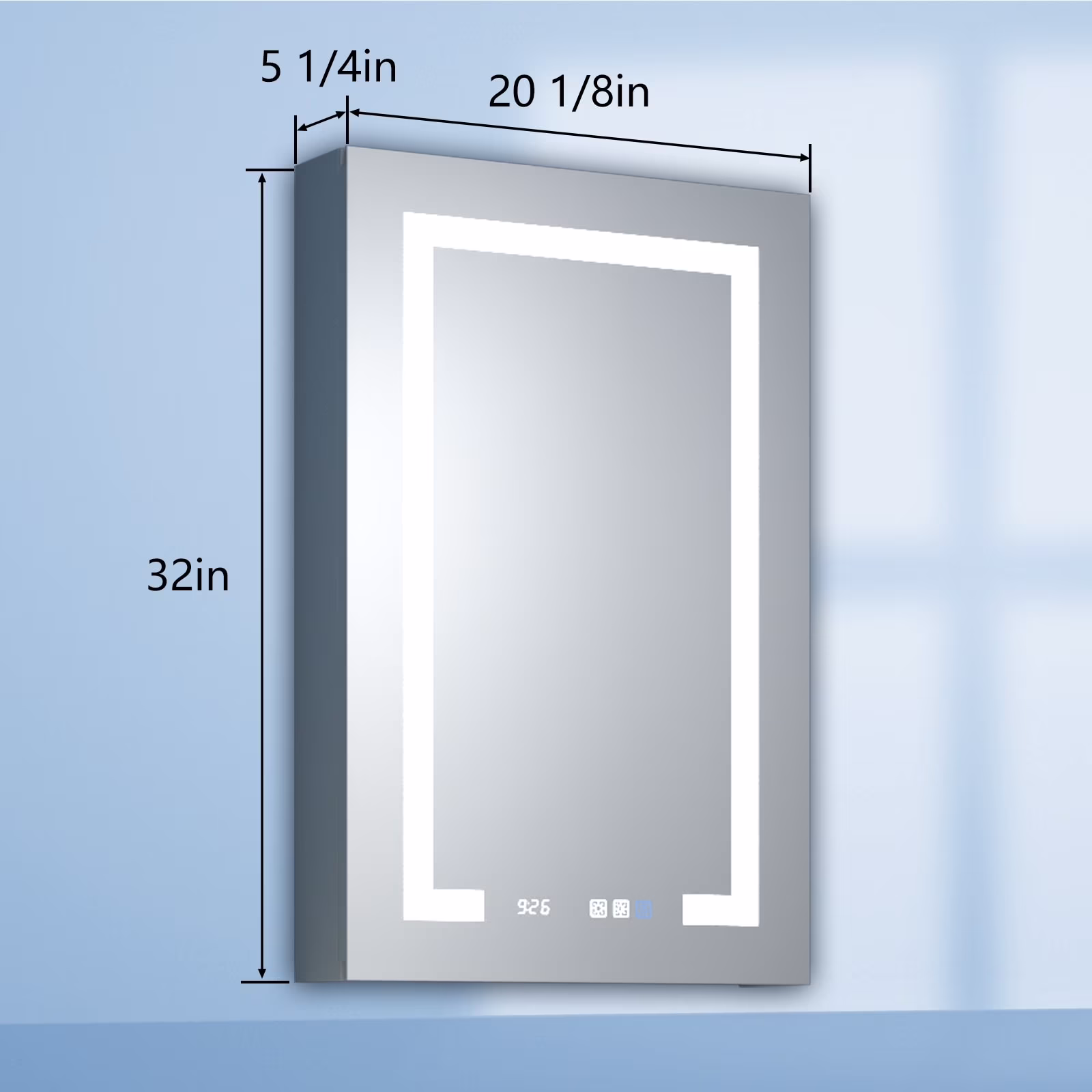ExBrite   LED Lighted Bathroom Medicine Cabinet with Mirror and Shelf,Recessed or Surface Mount,Defog, Stepless Dimming 20"x32" Left-hinged