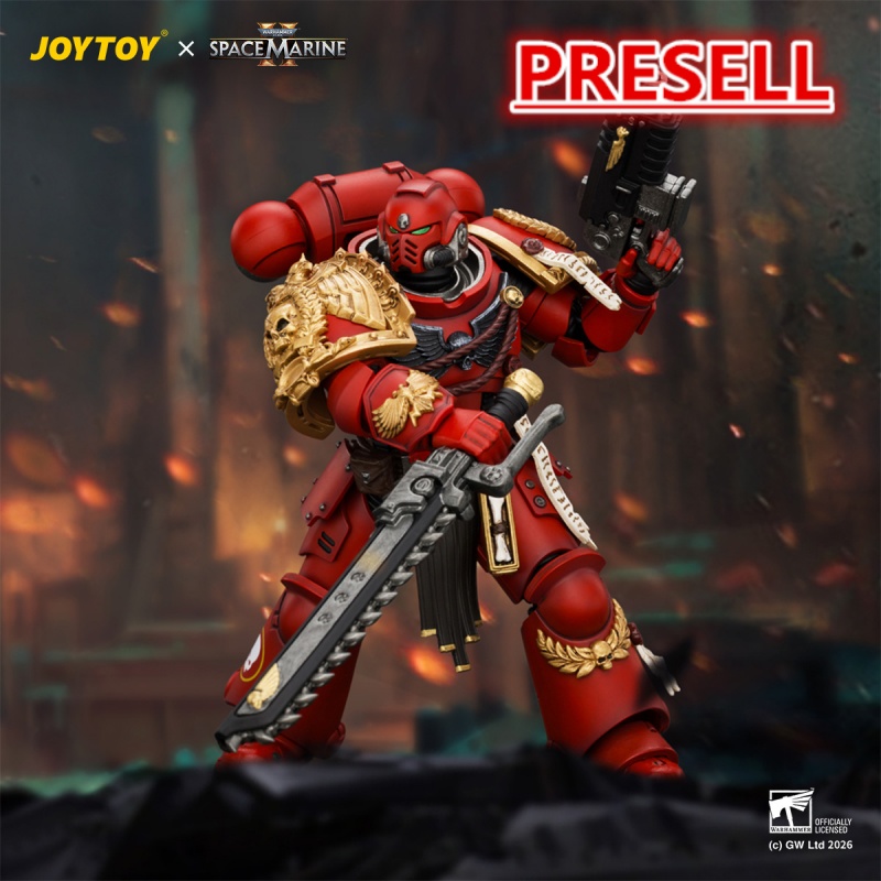 JOYTOY JT05305 Warhammer 40k Space Marine 2 1: 18 Blood Angels Veteran with Bolt Rifle, Chainsword and Bolt Pistol and Plasma Pistol - JOYTOY WORLD