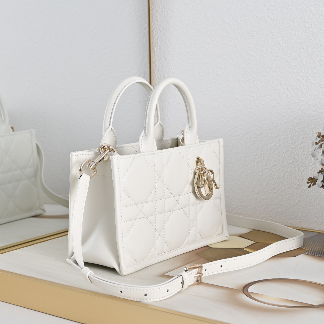 Dior Book Tote Mini Crossbody Bag White
